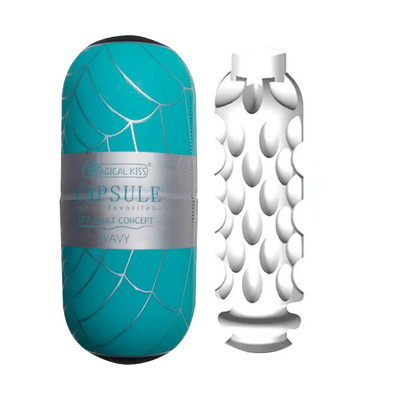 Foto 1 do produto Masturbador Masculino em Formato de Cápsula e Textura Interna - Magical Kiss Capsule Wavy