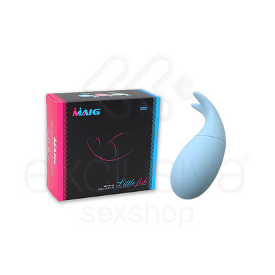 Foto 1 do produto Cápsula Vibratória Recarregável em Forma de Peixe com 10 Modos de Vibração e Cauda de Segurança - Maig Little Fish - 9 x 3,6 cm | Cor: Azul