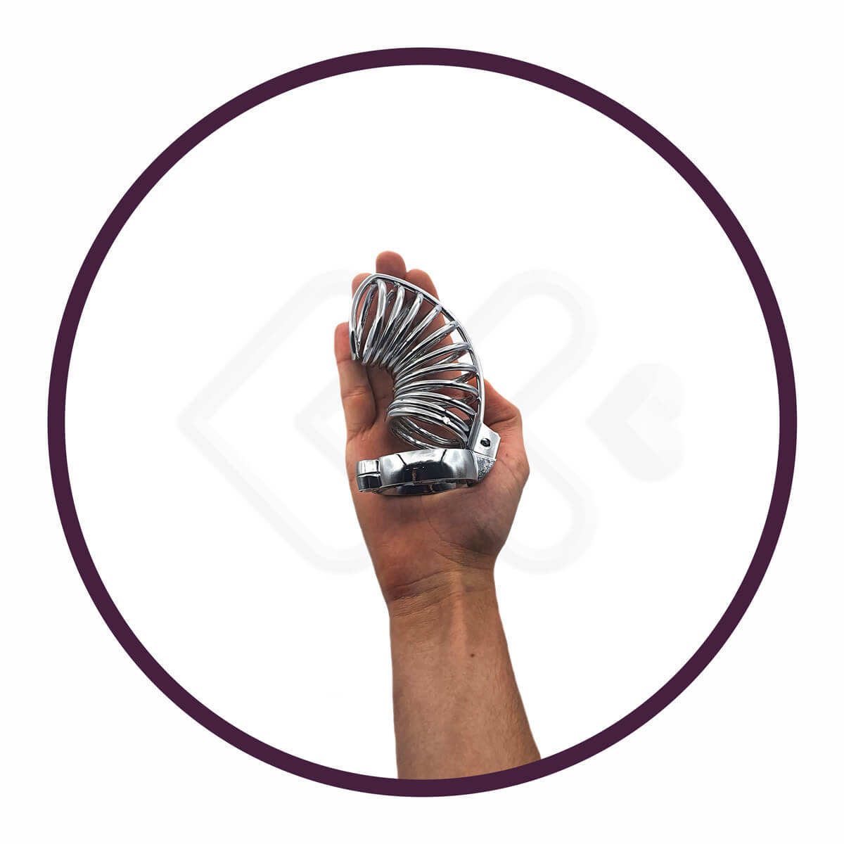 Cinto de Castidade Masculino em Aço com Anel para Escroto Removível - Male Chastity Device - 11,9 x 5,3 cm - 5