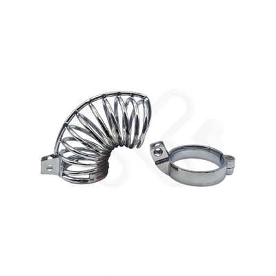 Foto 3 do produto Cinto de Castidade Masculino em Aço com Anel para Escroto Removível - Male Chastity Device - 11,9 x 5,3 cm