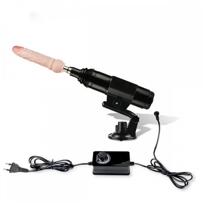 Foto 5 do produto Máquina do Sexo Bivolt com Multivelocidade, 2 Próteses Penianas, Plug Anal em Jelly e Ventosa - Crazy Lion | 25 x 6,7 cm | Disponível em 2 Cores