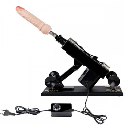 Foto 11 do produto Máquina do Sexo Bivolt com Multivelocidade, 2 Próteses Penianas, Plug Anal em Jelly e Ventosas - Powerful Driving | 37 x 15 cm | Disponível em 2 Cores