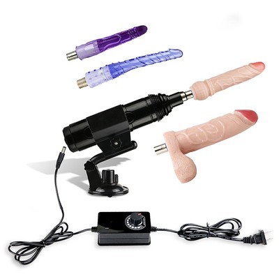 Máquina do Sexo com Multivelocidade, 2 Próteses Penianas, 2 Plugs Anal em Jelly e Ventosa - Crazy Lion III | 25 x 6,7 cm | Disponível em 2 Cores