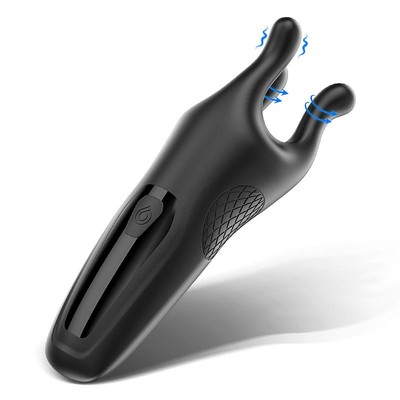 Foto 3 do produto Massageador de Glande e Escroto em Silicone com 9 Modos de Vibração, Carregamento via Cabo USB - S-hande Trident | 4,5 x 3,1 cm