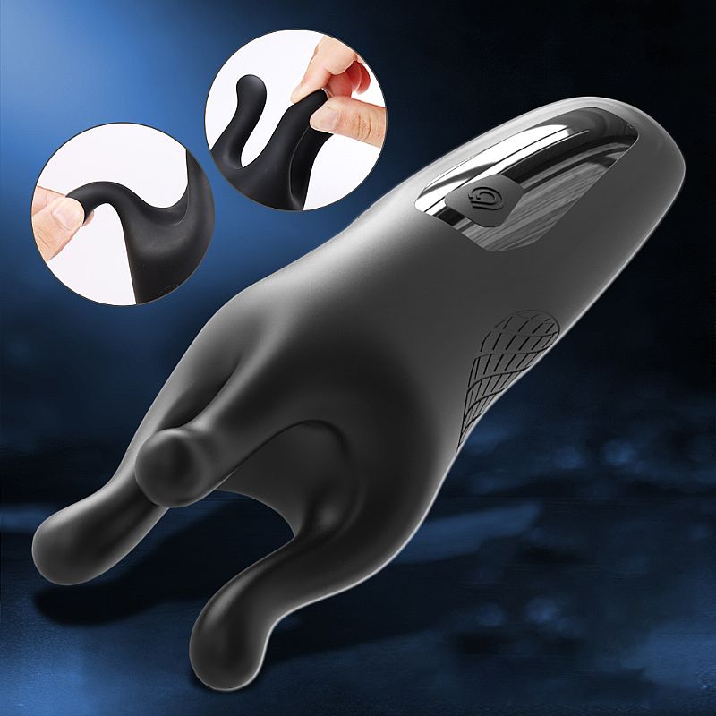 Massageador de Glande e Escroto em Silicone com 9 Modos de Vibração, Carregamento via Cabo USB - S-hande Trident | 4,5 x 3,1 cm - 5