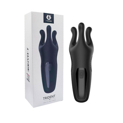 Massageador de Glande e Escroto em Silicone com 9 Modos de Vibração, Carregamento via Cabo USB - S-hande Trident | 4,5 x 3,1 cm