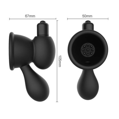 Foto 3 do produto Massageador de Mamilos Duplo em Silicone com 2 Cápsulas Vibratórias e Suçcão Manual - Pleasure Dreams