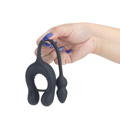 Massageador de Próstata com Anel para Testículos em Silicone, 9 Modos de Vibração e Controle por Aplicativo - Adão & Eva | 5,2 x 2,3 cm