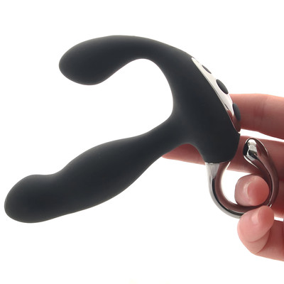 Massageador de Próstata com Estimulador de Períneo em Silicone, 10 Vibrações, Movimentos e Controle Remoto Sem Fio - 10 x 2,6 cm