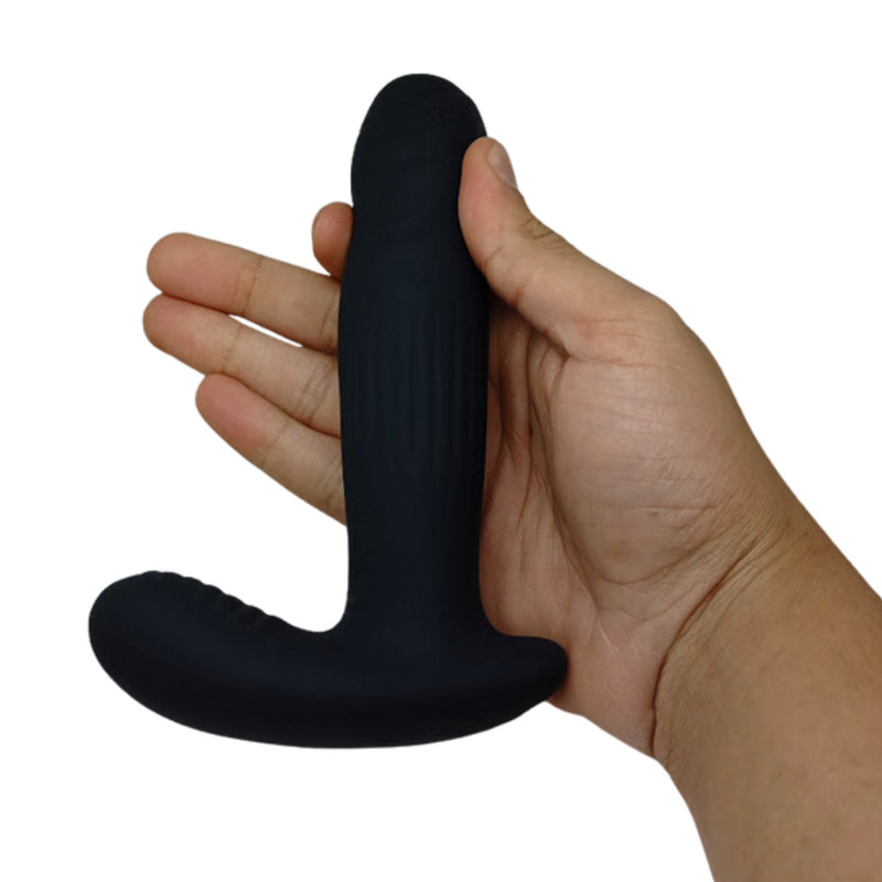 Massageador de Próstata e Estimulador de Períneo em Silicone com 7 Modos de Vibração, Movimentos de Rotação e Controle Remoto - 13,5 x 3,5 cm - 7