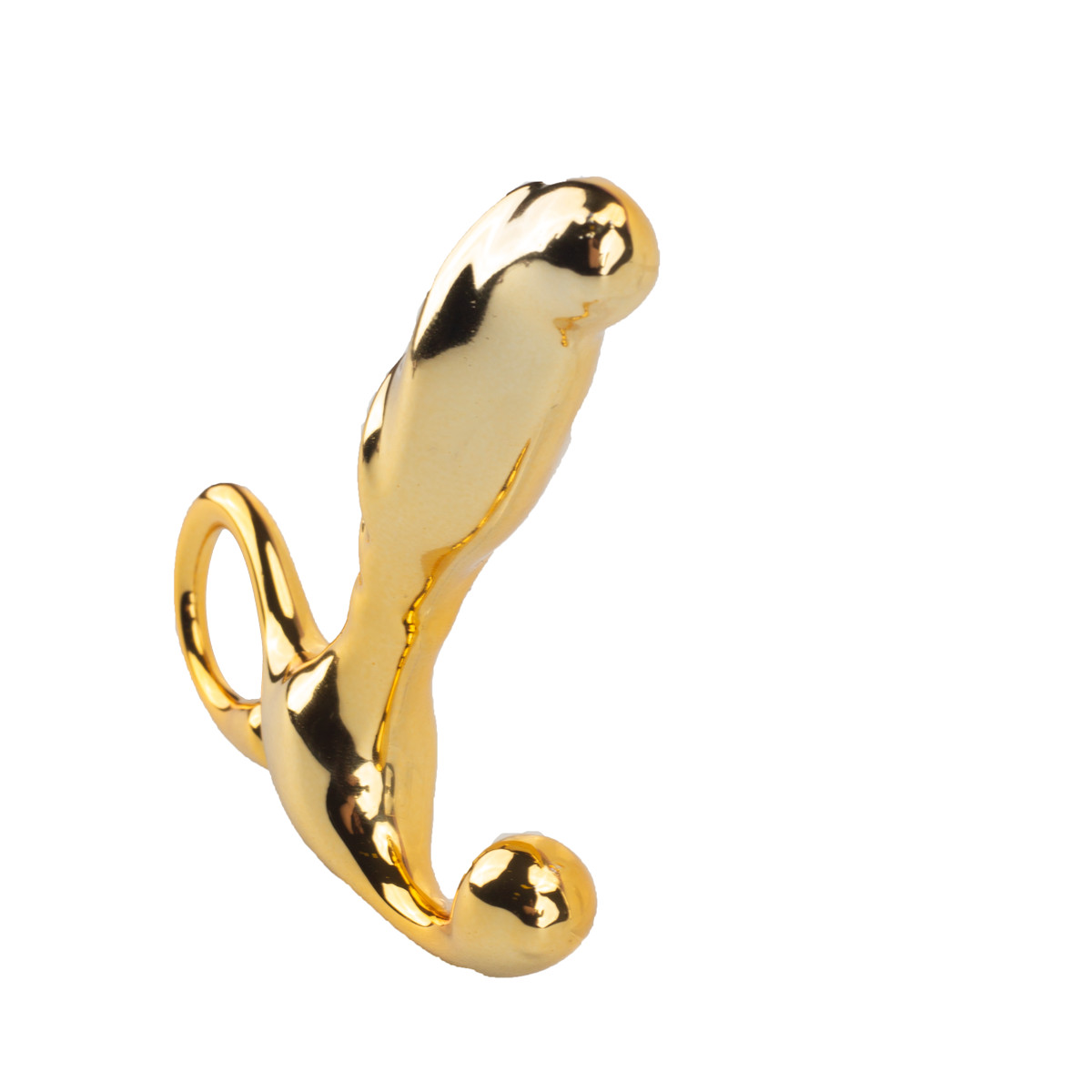 Massageador de Próstata em Metal com Formato Ergonômico e Alça de Segurança - Hard - 6,5 x 1,9 cm | Cor: Dourado - 3