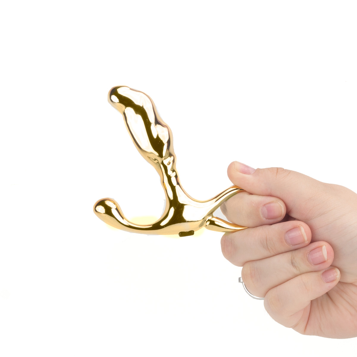 Massageador de Próstata em Metal com Formato Ergonômico e Alça de Segurança - Hard - 6,5 x 1,9 cm | Cor: Dourado - 4