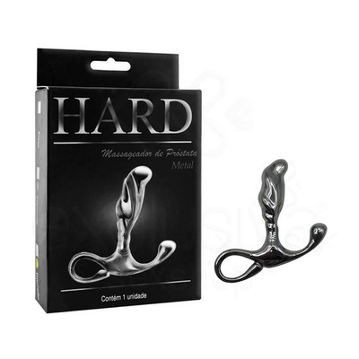 Massageador de Próstata em Metal com Formato Ergonômico e Alça de Segurança - Hard | 6,5 x 1,9 cm | Disponível em 3 Cores