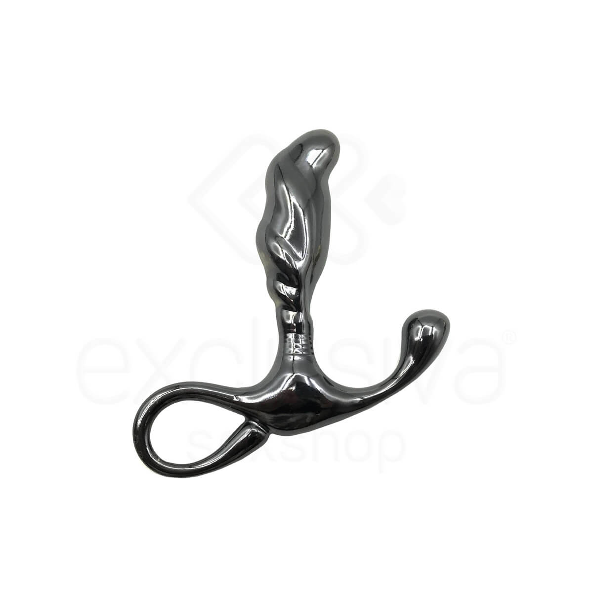 Massageador de Próstata em Metal com Formato Ergonômico e Alça de Segurança - Hard | 6,5 x 1,9 cm | Disponível em 3 Cores - 2