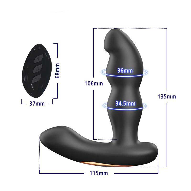 Massageador de Próstata e Períneo com Formato Ergonômico, 7 Modos de Vibração, Função Rotação e Controle Remoto Sem Fio - Pleasure Dreams | 11,3 x 3,6 cm - 2