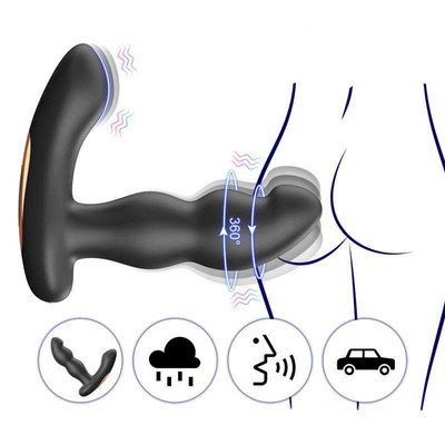 Foto 3 do produto Massageador de Próstata e Períneo com Formato Ergonômico, 7 Modos de Vibração, Função Rotação e Controle Remoto Sem Fio - Pleasure Dreams | 11,3 x 3,6 cm