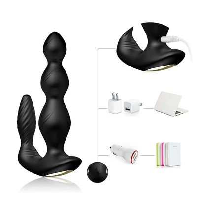 Foto 7 do produto Massageador de Próstata e Períneo Recarregável com Triplo Motor, 9 Modos de Vibração e Controle Wireless - Maxfum| 14,5 x 3,8 cm