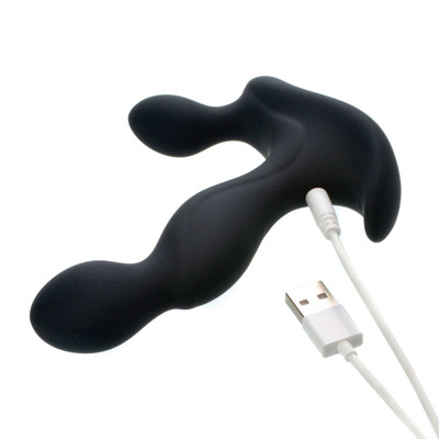 Foto 5 do produto Massageador de Próstata e Períneo em Silicone com 7 Modos de Vibração e Carregamento Via Cabo USB - Adam & Eve Adam's Vibrating Triple Probe | 9,5 x 2,5 cm