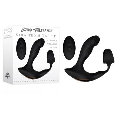 Foto 5 do produto Massageador de Próstata e Períneo em Silicone com Anel Peniano, 7 Modos de Vibração, Função Aquecimento e Controle Remoto Sem Fio - Zero Tolerance Strapped & Tapped | 9 x 3 cm