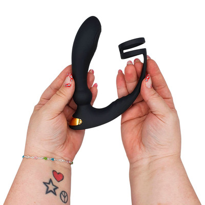 Foto 8 do produto Massageador de Próstata e Períneo em Silicone com Anel Peniano e 9 Modos de Vibração - S-Hande Kings Landing |11,5 x 3,1 cm