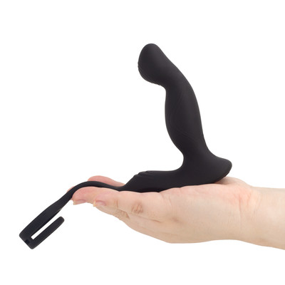 Massageador de Próstata Recarregável em Silicone com Anel Peniano Duplo, 9 Modos de Vibração, 9 Movimentos de Dedilhado e Controle Remoto - S-Hande Virgil-RCT | 10 x 3 cm