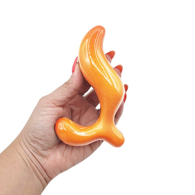 Massageador de Próstata em Resina com Formato Sinuoso com Alça de Segurança | 9,5 x 3,3 cm