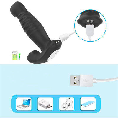 Foto 5 do produto Massageador de Próstata em Silicone com 7 Movimentos de Vai e Vem e 7 Modos de Vibrações - Pleasure Dreams | 12 x 3,4 cm