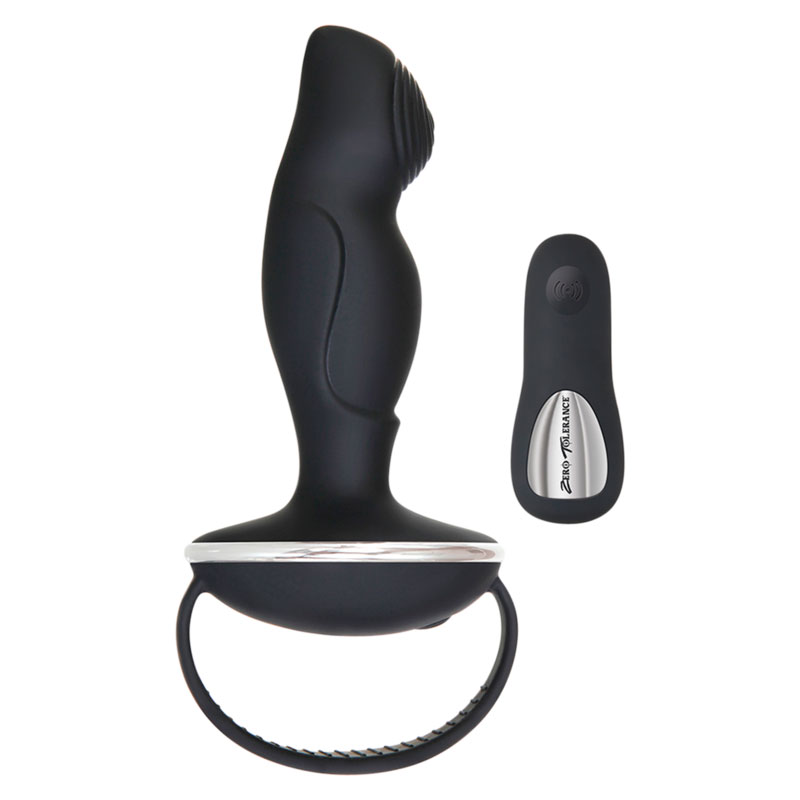 Massageador de Próstata em Silicone com Alça Flexível, 7 Modos de Vibração, Controle Remoto Sem Fio e Carregamento Via Cabo USB - Zero Tolerance The Handyman | 10,5 x 3 cm - 2