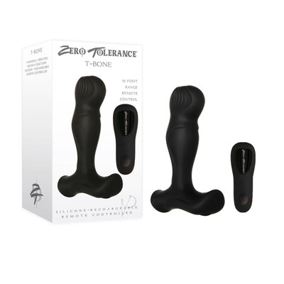 Foto 1 do produto Massageador de Próstata em Silicone com Formato Ergonômico, 7 Modos de Vibração e Controle Remoto Sem Fio - Zero Tolerance T-Bone | 10,3 x 3,6 cm