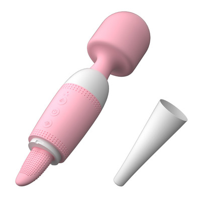 Foto 5 do produto Massageador Recarregável com 10 Tipos de Vibração e Estimulador de Língua com 10 Movimentos - Super Tongue Av Wand