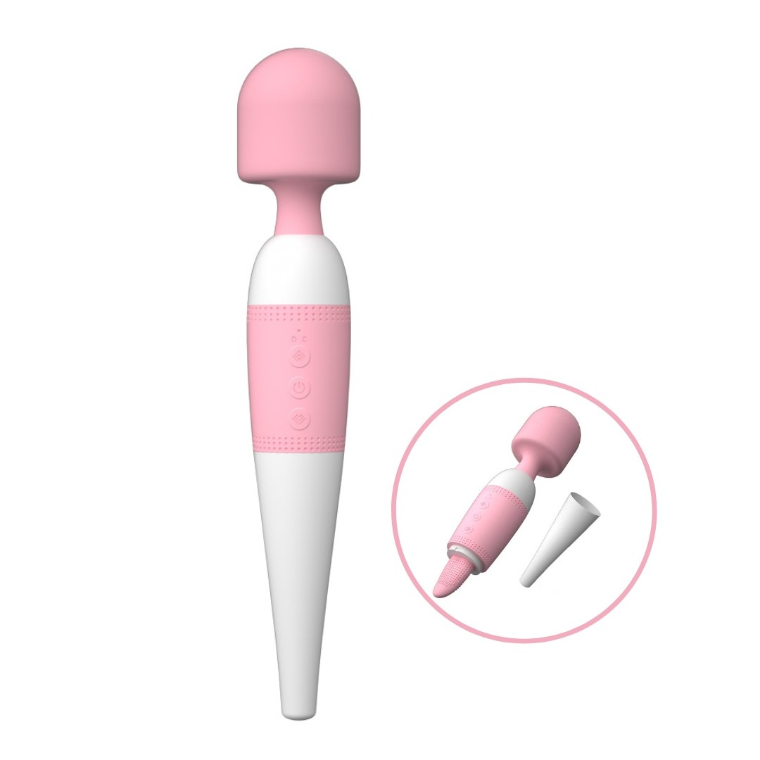 Massageador Recarregável com 10 Tipos de Vibração e Estimulador de Língua com 10 Movimentos - Super Tongue Av Wand - 1
