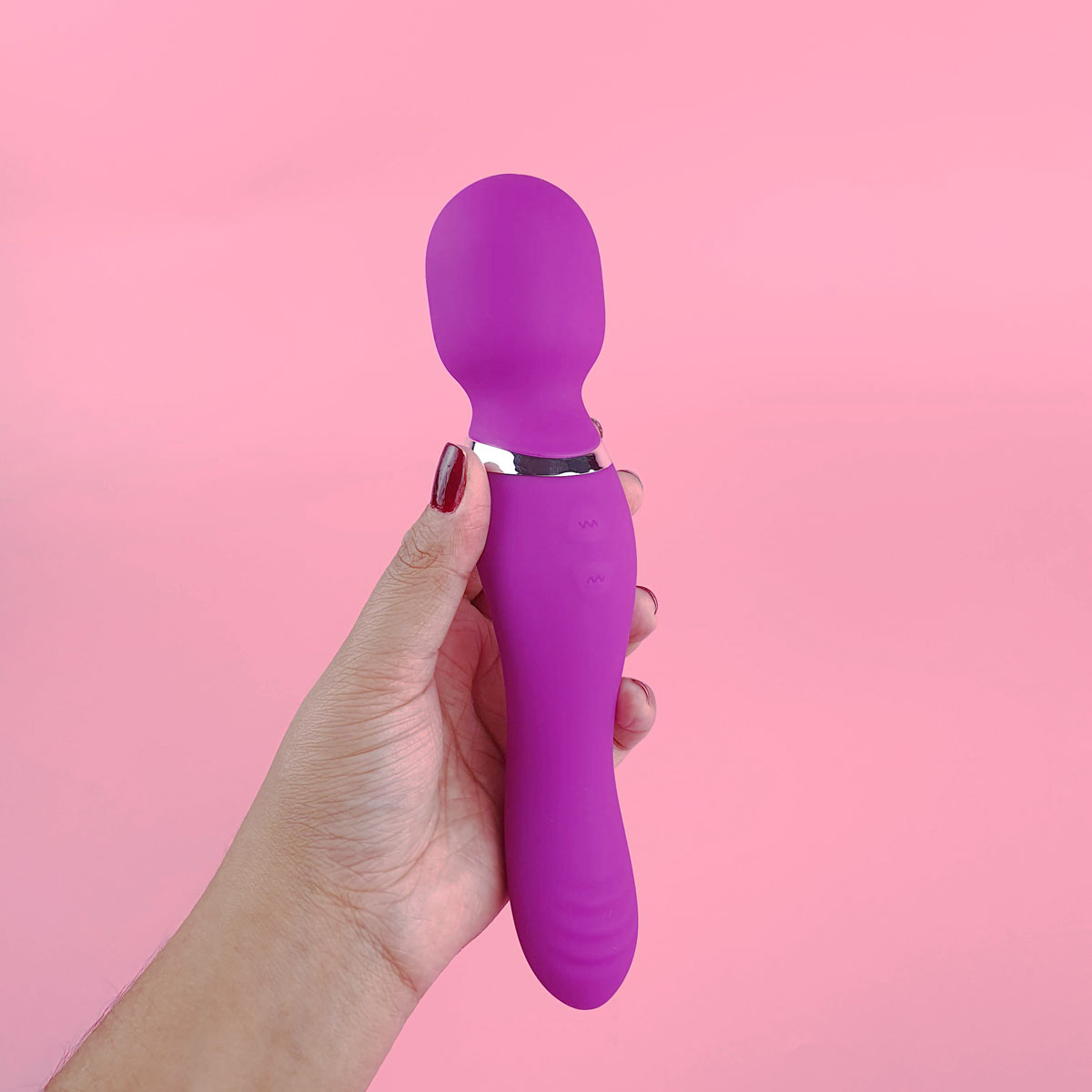 Massageador Recarregável, em Silicone com 9 Modos de Vibração e Resistente à Água - Duo Head | 21 x 4 cm | Disponível em 2 Cores - 7