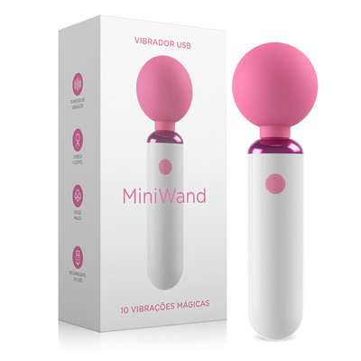 Foto 1 do produto Massageador Recarregável em Silicone com Cabeça Flexível e 10 Modos de Vibração - Adão & Eva Mini Wand | 16,5 x 3,2 cm