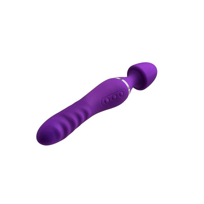 Massageador Vibrador em Silicone com 10 Modos de Vibração e Rotação, Função de Aquecimento e Recarregável - Adam & Eve The Dual End Twirling Wand | 10,5 x 3,4 cm