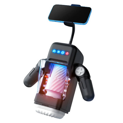 Foto 2 do produto Masturbador em Formato de Robô com 10 Modos de Vibração, 8 Tipos de Movimentos, Função de Aquecimento e Suporte para Celular - Disponível em 2 Cores