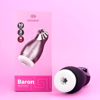Masturbador com 3 Tipo de Sucção, 10 Modos de Vibração, Modo Turbo e Carregamento via Cabo USB - Exclusiva Baron