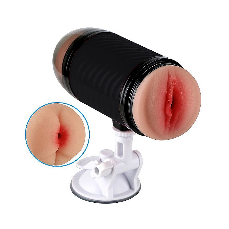Masturbador Duplo que Simula Sexo Vaginal e Anal com Texturas Interna e Ventosa - Double Entrance | 15,4 x 6,9 cm | Disponivel em 2 Cores - 9