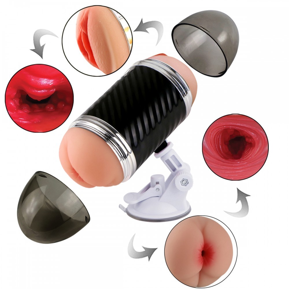 Masturbador Duplo que Simula Sexo Vaginal e Anal com Texturas Interna e Ventosa - Double Entrance | 15,4 x 6,9 cm | Disponivel em 2 Cores - 11