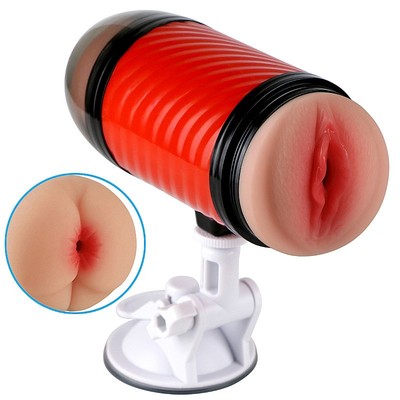 Foto 2 do produto Masturbador Duplo que Simula Sexo Vaginal e Anal com Texturas Interna e Ventosa - Double Entrance | 15,4 x 6,9 cm | Disponivel em 2 Cores