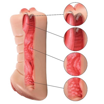 Foto 7 do produto Masturbador Duplo que Simula Sexo Vaginal e Oral com Texturas Interna - SI Passion Lady | 15 x 3,5 cm