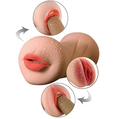 Foto 9 do produto Masturbador Duplo que Simula Sexo Vaginal e Oral com Texturas Interna - SI Passion Lady | 15 x 3,5 cm