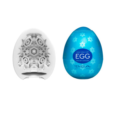 Masturbador Egg em TPE com Texturas de Flocos de Neve - Tenga Snow Crystal | 5,8 x 5 cm