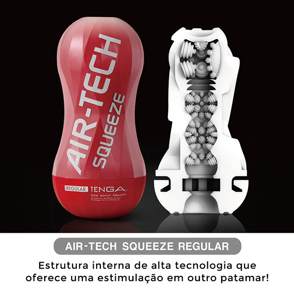 Masturbador em Elastômero com Múltiplas Texturas Interna - Tenga Air-Tech Squeeze Regular | 17 x 7,9 cm - 2