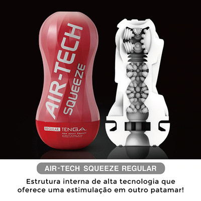 Masturbador em Elastômero com Múltiplas Texturas Interna - Tenga Air-Tech Squeeze Regular | 17 x 7,9 cm