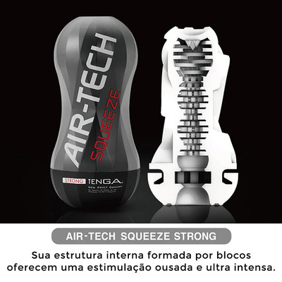 Masturbador em Elastômero com Múltiplas Texturas Interna - Tenga Air Tech Squeeze Strong | 17 x 7,9 cm