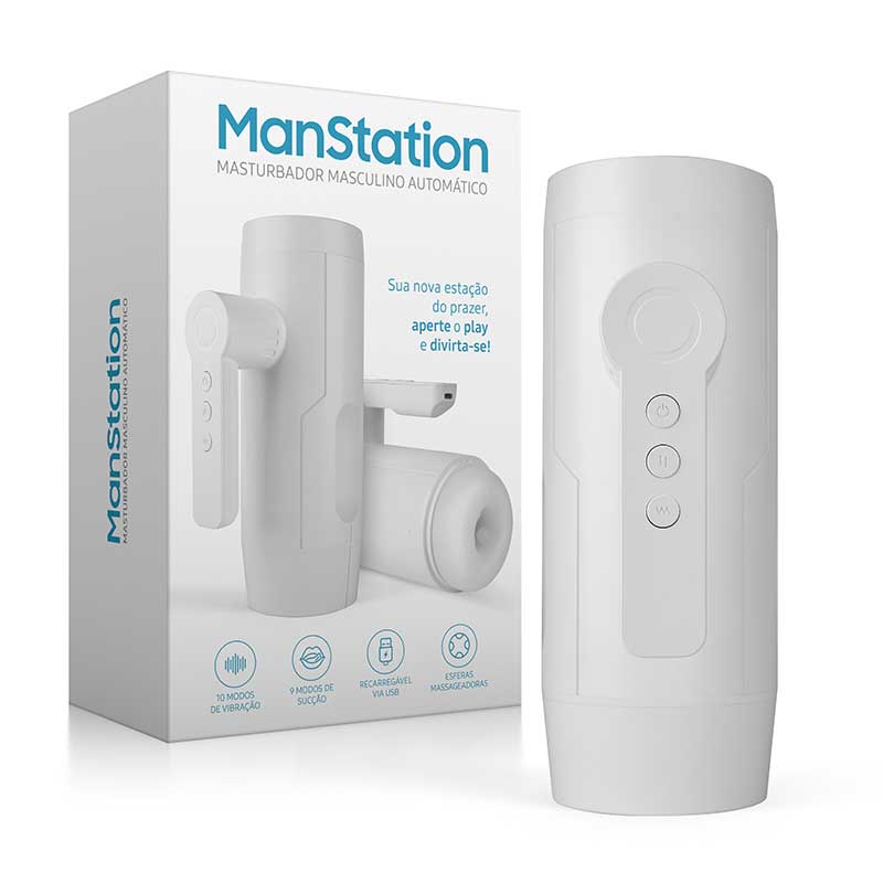 Masturbador com Esferas Massageadoras, 10 modos de Vibração, 9 Movimentos de Vai e Vem e Carregamento Via Cabo USB - Adão & Eva ManStation - 4