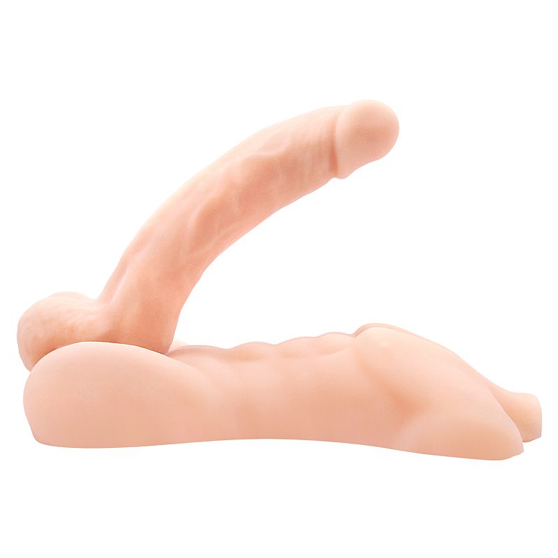 Masturbador Feminino com Pênis Vertebrado e Escroto em Cyberskin - Bigger Man-Baile | 21 x 10,5 cm - 4