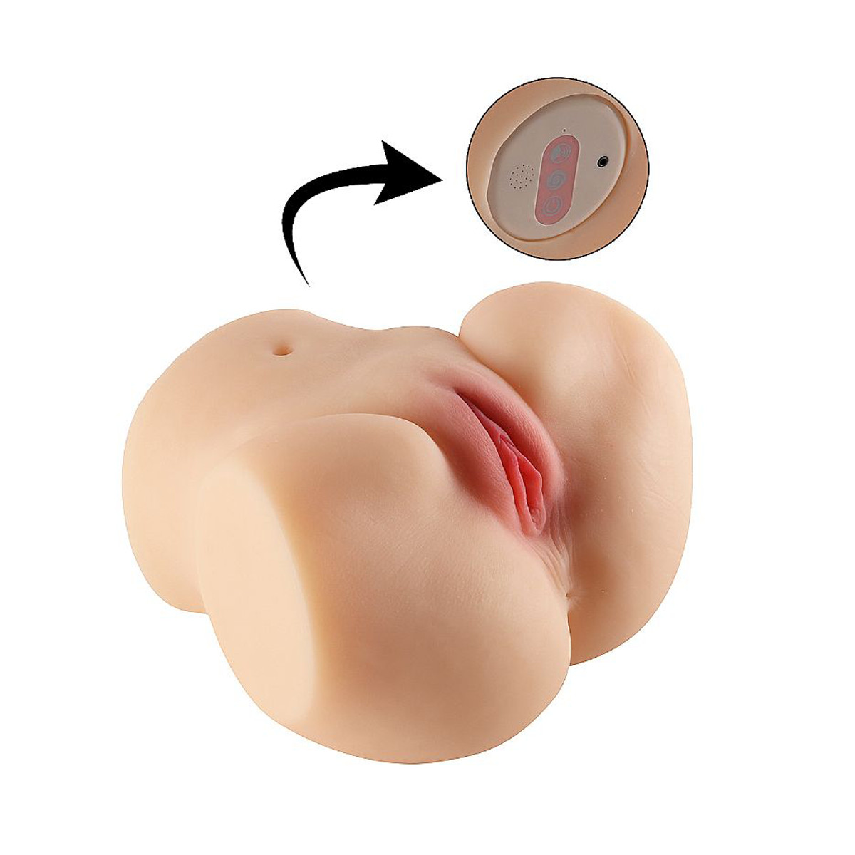 Masturbador em Forma de Bunda com Vagina e Ânus Penetráveis com 10 Modos de Sucção, Gemido Viva Voz e Fone de Ouvido - SI | 20,5 x 27 cm - 7