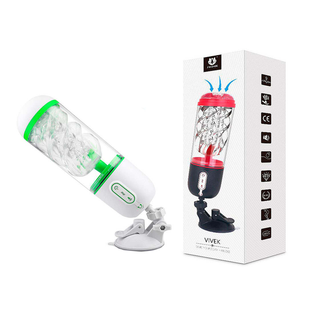 Masturbador em Forma de Lanterna com 9 Modos De Vibração, 3 Tipos de Gemidos e Função que Comprime o Canal da Penetração - S-Hande Vivek | Disponível em 2 Cores - 6
