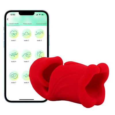 Masturbador Peniano com Formato de Boca, Cerdas Estimuladoras, 9 Modos de Vibração e App Interativo - 12,3 x 3,8 cm